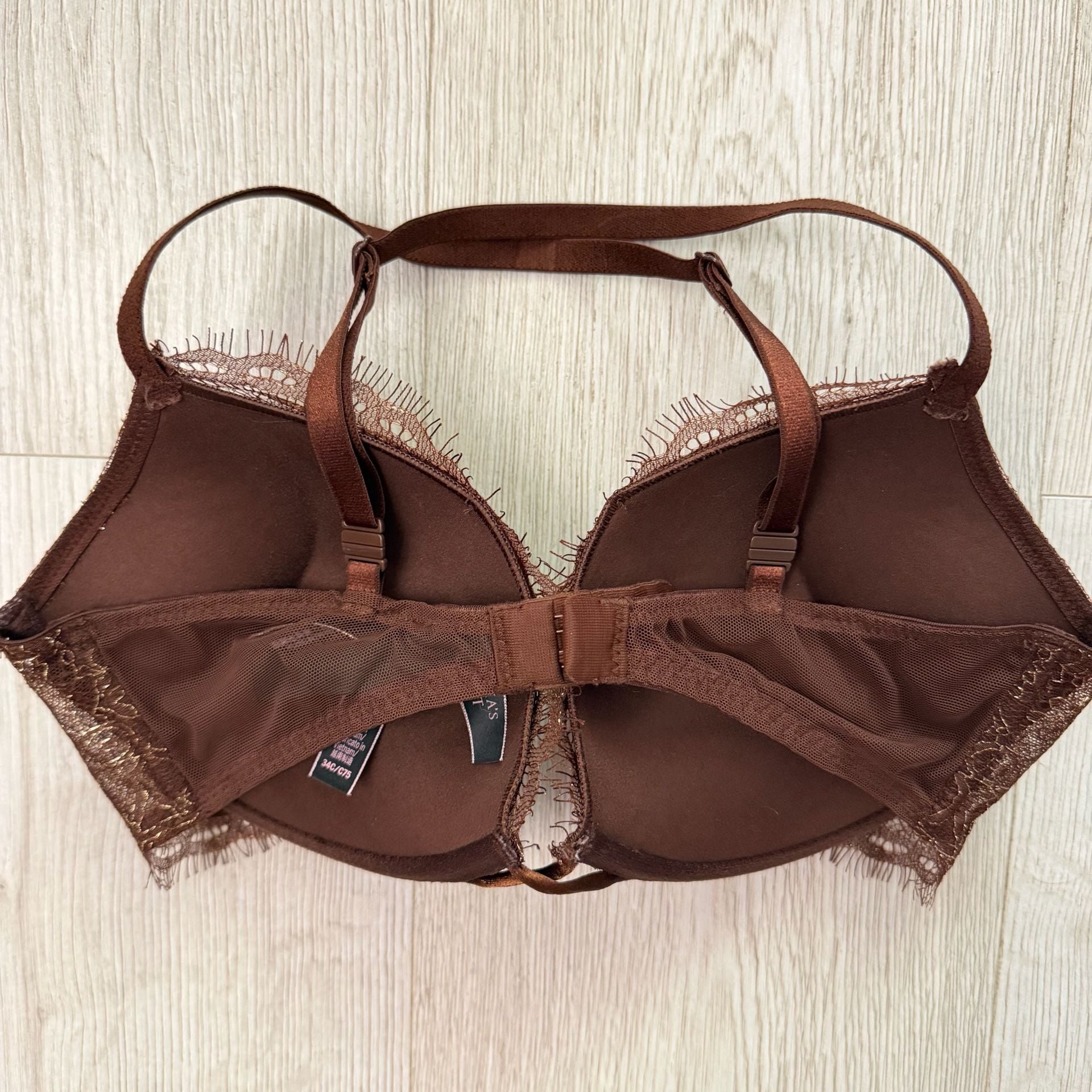 Victoria's Secret Bombshell Push-Up Bra 34C Brown Metallic Lace 4