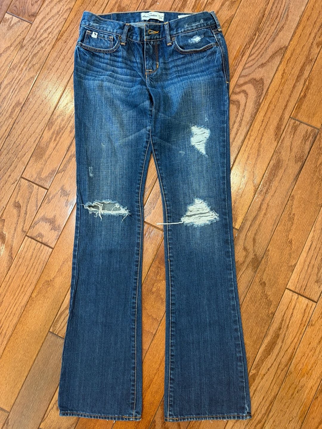 Abercrombie Kids Haley Low Rise Distressed Flare Jeans Size 16 Slim 2