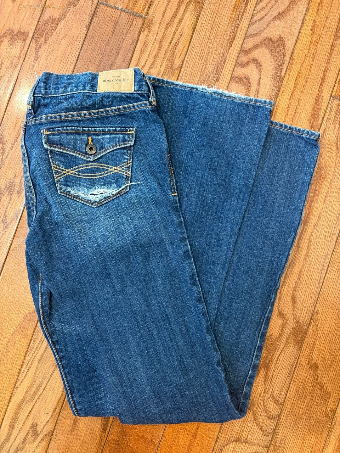 Abercrombie Kids Haley Low Rise Distressed Flare Jeans Size 16 Slim 4