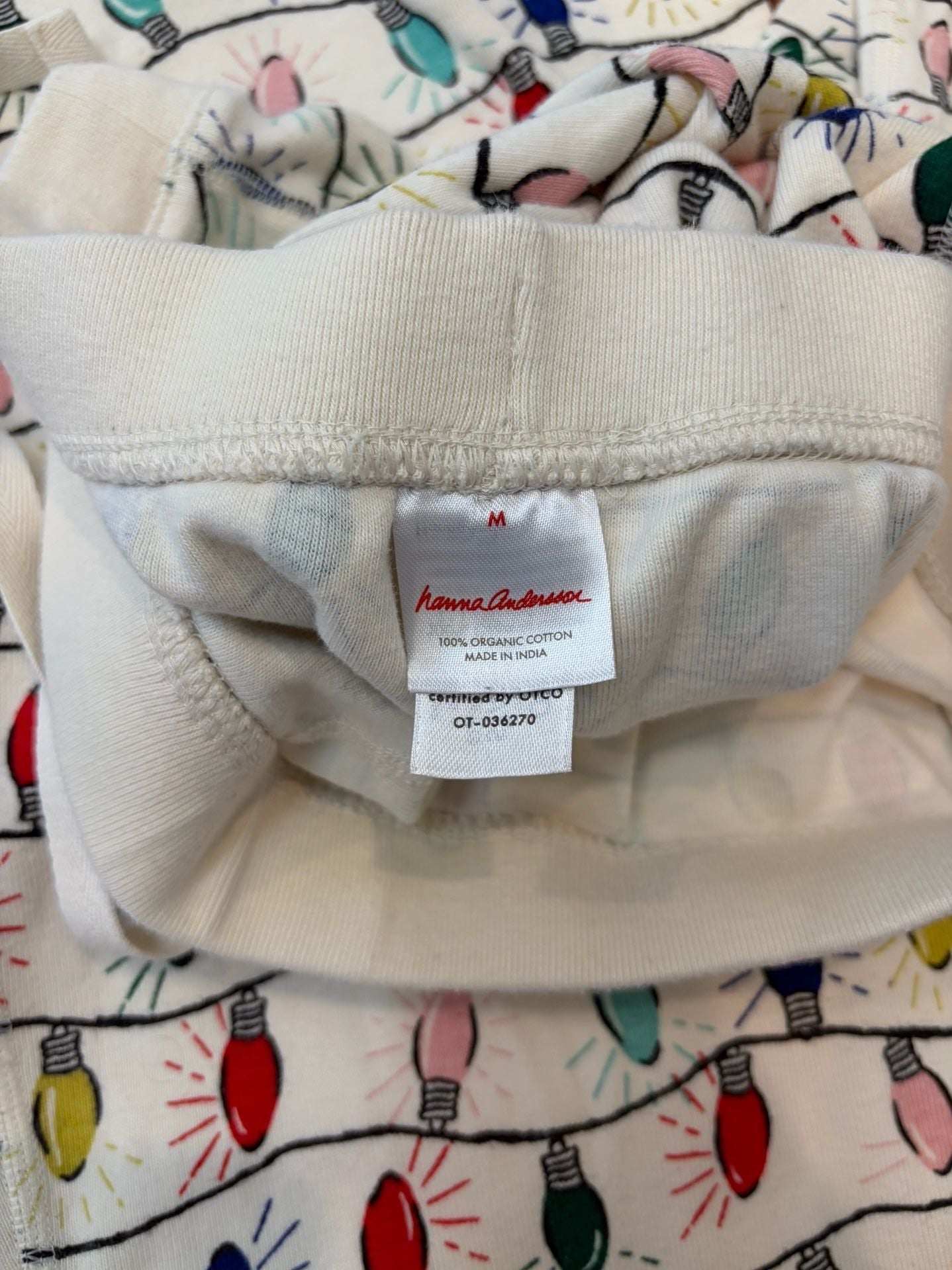 Hanna Andersson Women's Organic Cotton Long John Pajama Set in Christmas Lights Print 3