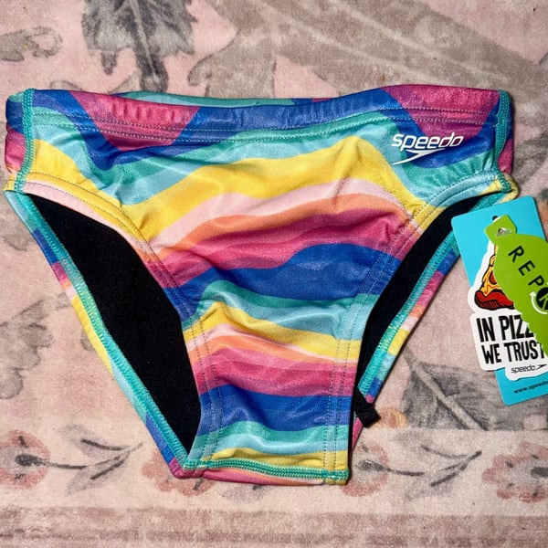 Speedo Men's Printed Swim Brief Rainbow Wave size 26