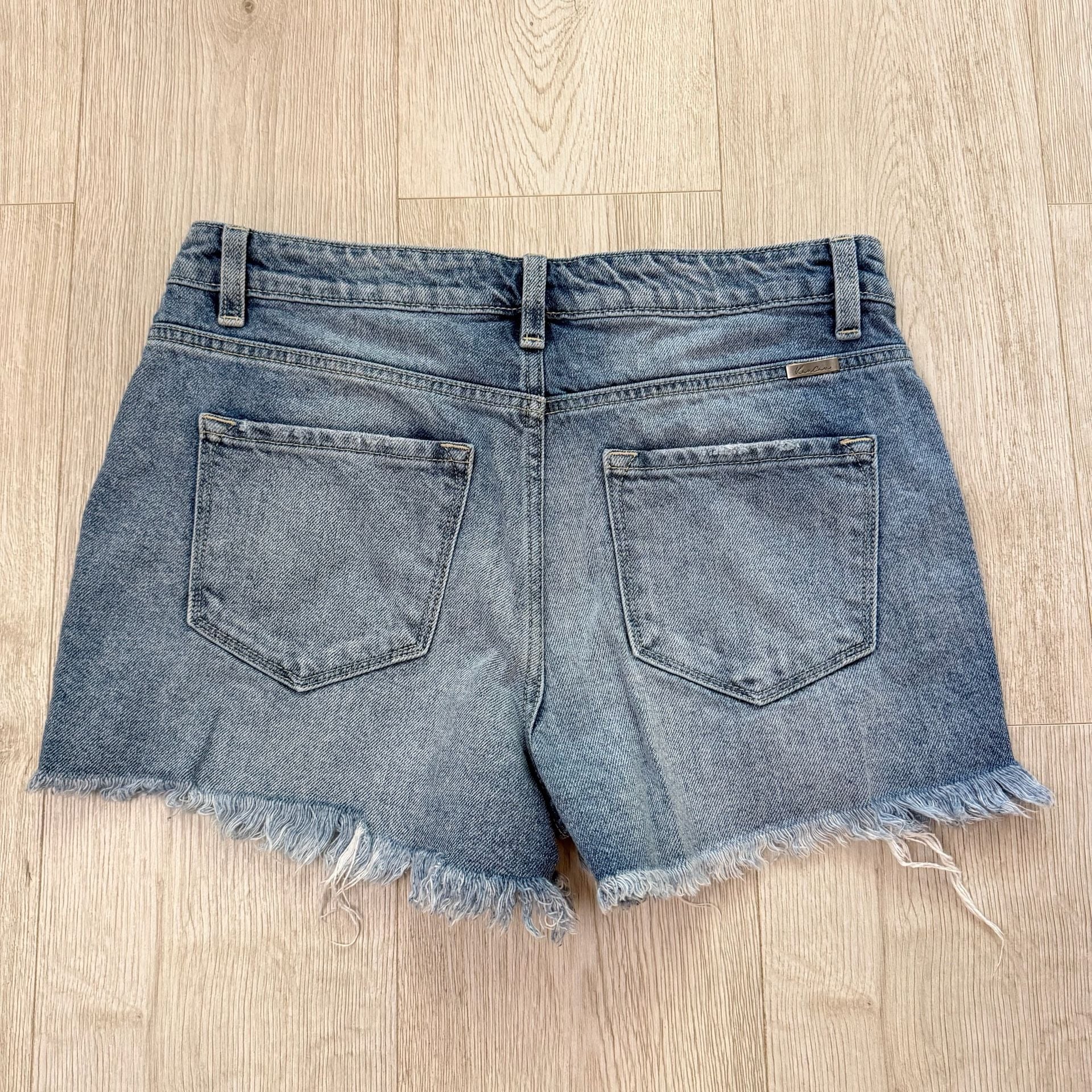 KanCan Women's High Rise Distressed Raw Hem Denim Jean Shorts 4