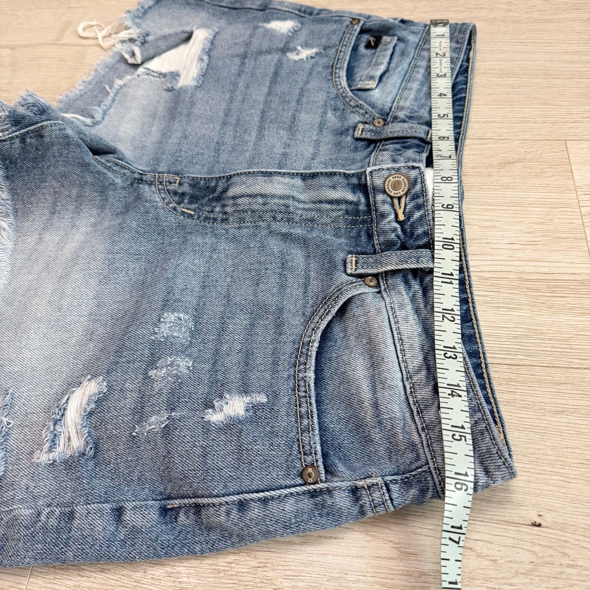 KanCan Women's High Rise Distressed Raw Hem Denim Jean Shorts 5