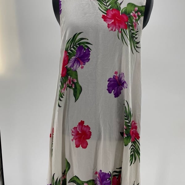 Hilo Hattie Island Floral Print Sleeveless Tank Dress