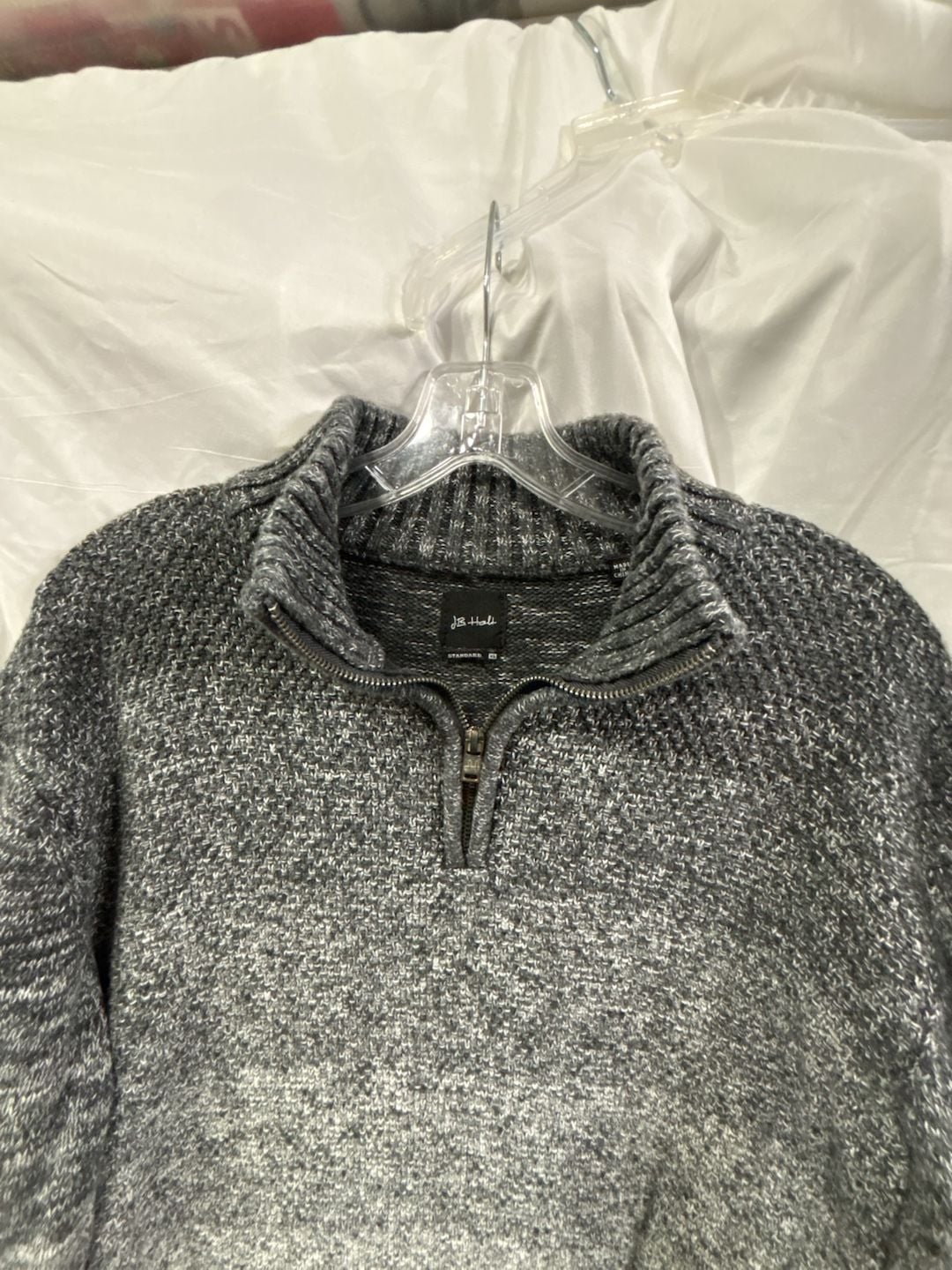 JB Holt Men's Grey Ombre Marled Cotton Quarter Zip Sweater XL 3