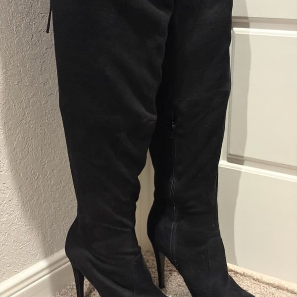 Fashion Nova Cheyanne Black Stiletto Over-The-Knee Platform Boots