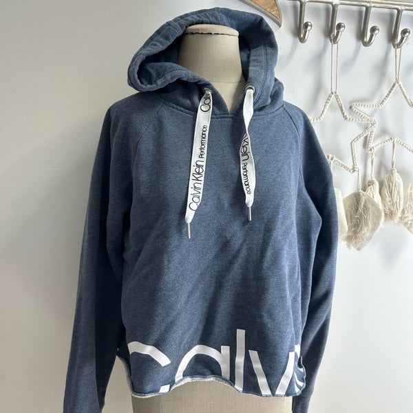 Calvin Klein Performance Cutoff Logo Hem Drawstring Hoodie