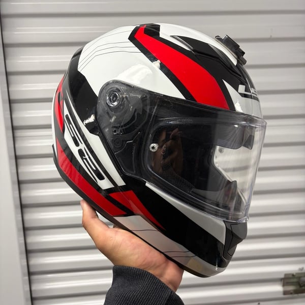 LS2 Stream Omega Full Face Motorcycle Helmet White/Black/Red