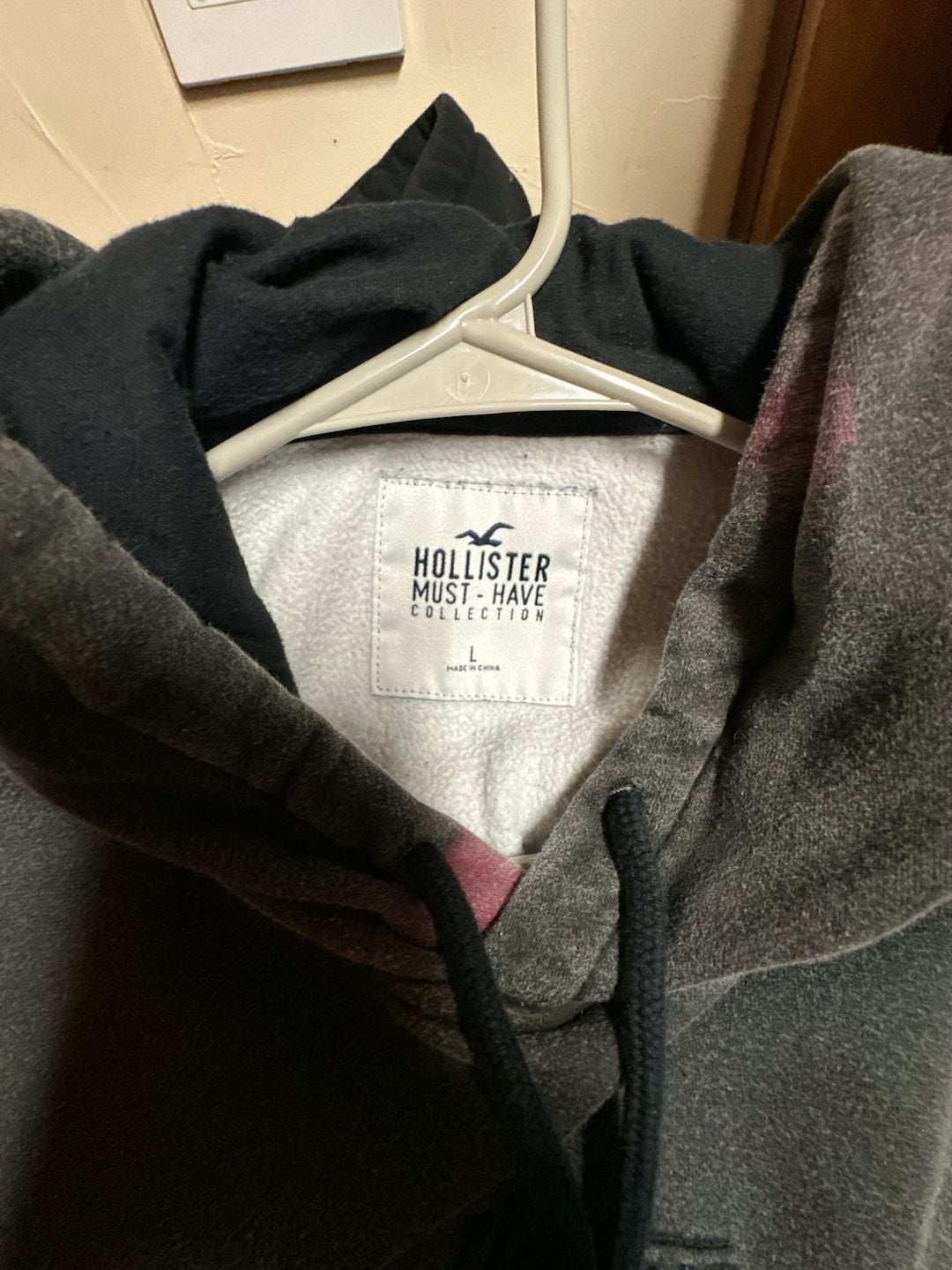 Hollister Must-Have Collection Men's Black Pullover Hoodie with Blue and Pink Tie-Dye 2