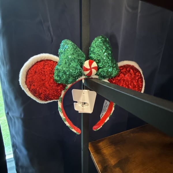 Disney Parks 2020 Holiday Peppermint Sequin Minnie Mouse Ears Headband