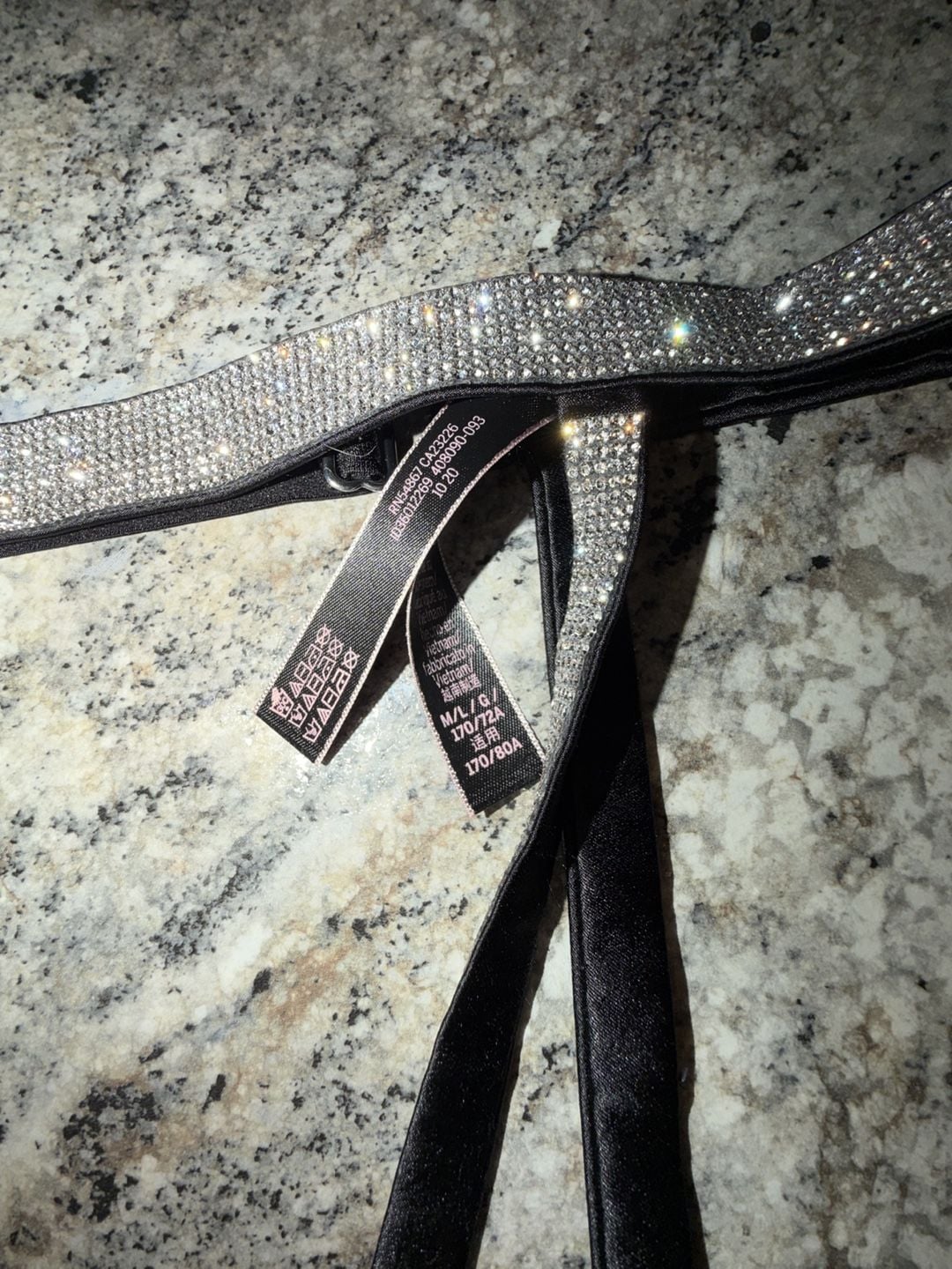 Victoria's Secret Very Sexy Black Rhinestone Shine Strap Garter Belt 3