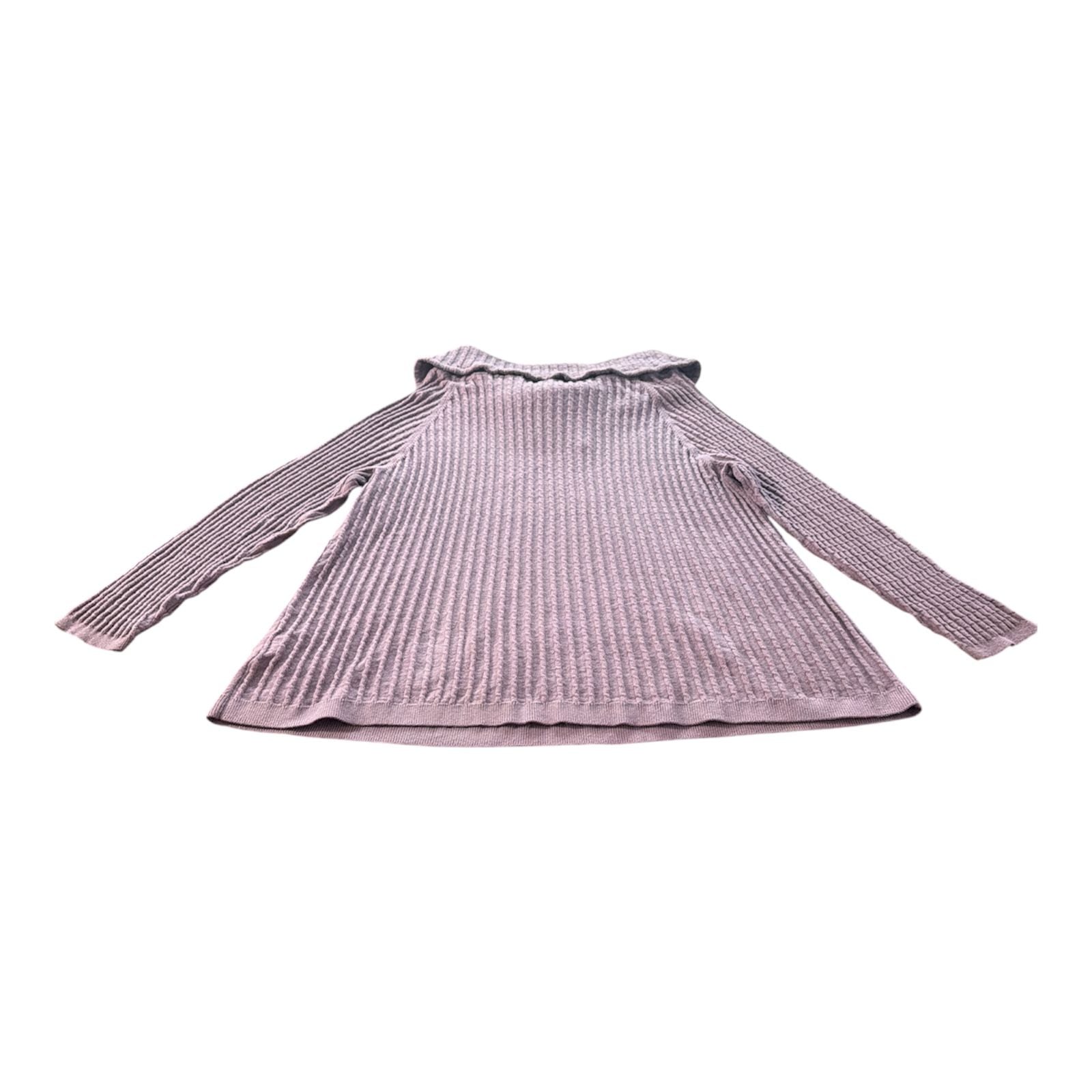 Soft Surroundings Women's Lilac Purple Ribbed Knit Drawstring Cowl Neck Sweater 7