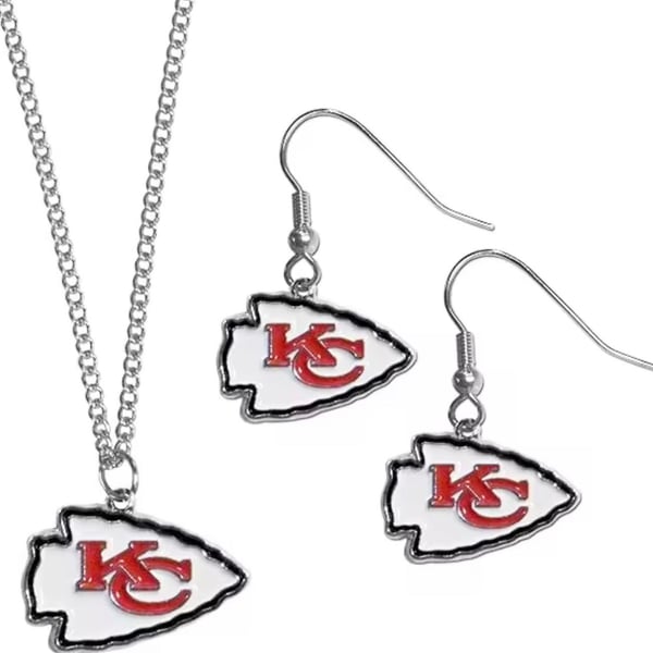 Kansas City Chiefs Arrowhead Necklace and Dangle Earring Jewelry Set