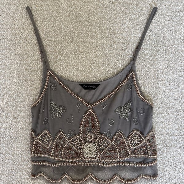 Miss Selfridge Embellished Beaded Mesh Crop Camisole Top