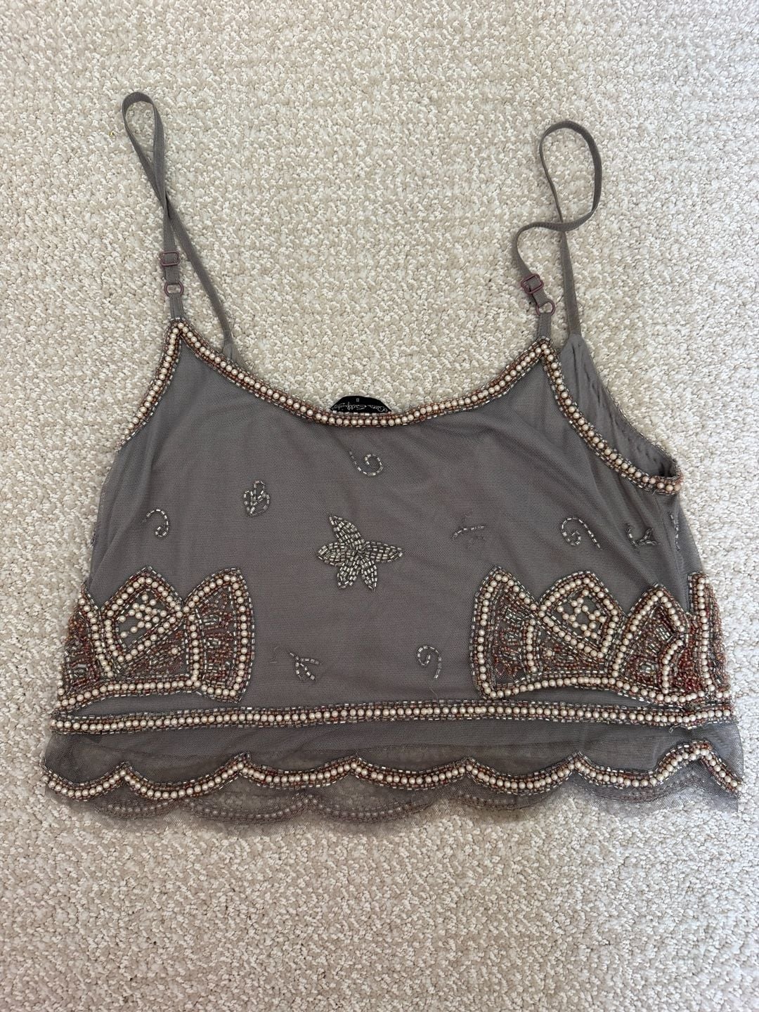 Miss Selfridge Embellished Beaded Mesh Crop Camisole Top 4