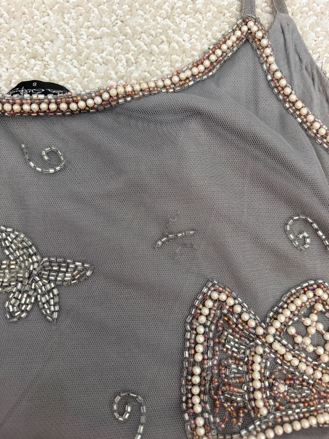 Miss Selfridge Embellished Beaded Mesh Crop Camisole Top 5