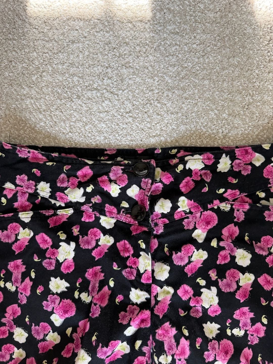 Nicole by Nicole Miller Black Floral Wide Leg Pants Size 8 3
