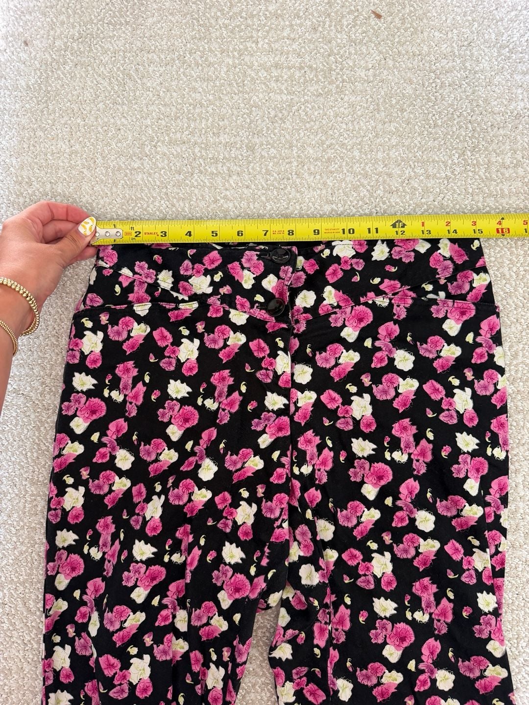 Nicole by Nicole Miller Black Floral Wide Leg Pants Size 8 4