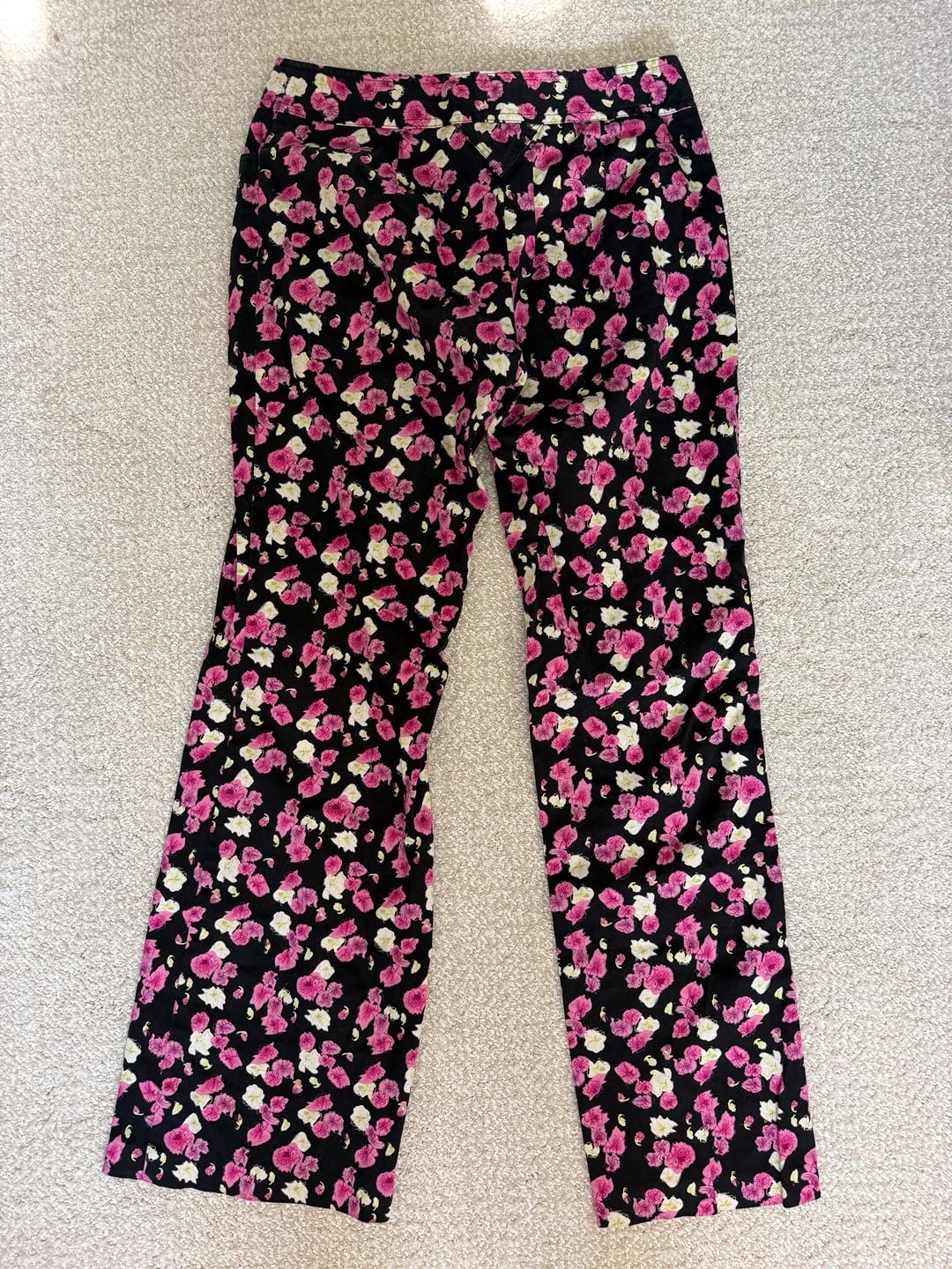 Nicole by Nicole Miller Black Floral Wide Leg Pants Size 8 7
