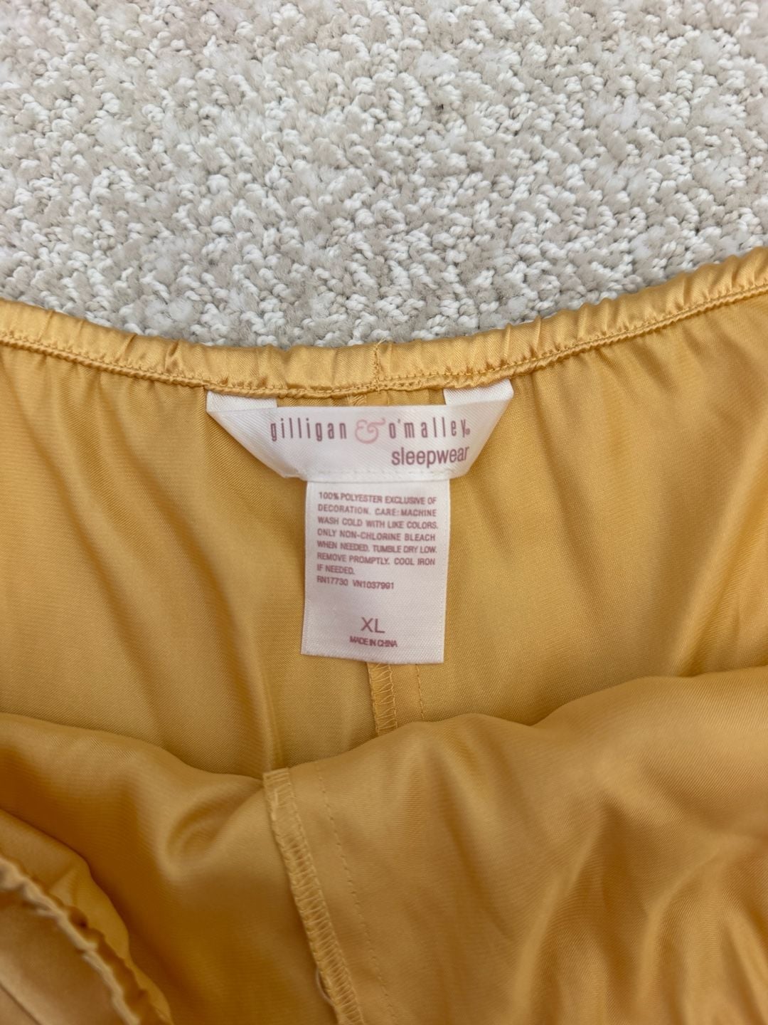 Gilligan & O'Malley Sleepwear Gold Satin Cami and Shorts Pajama Set with Lace Trim and Floral Detail 2