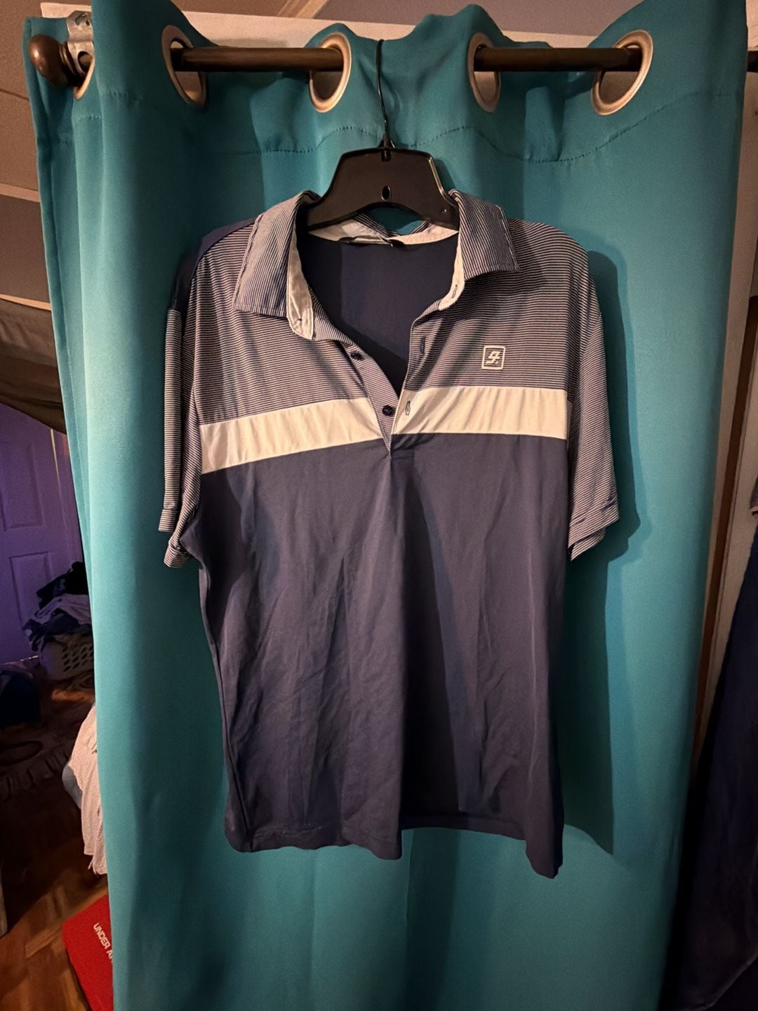 Saint Bvvis Golf Polo Shirt Blue Colorblock Striped Short Sleeve 2