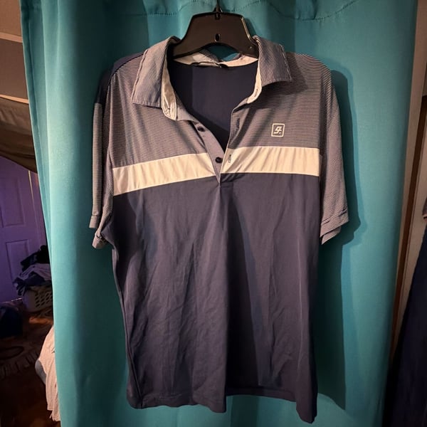 Saint Bvvis Golf Polo Shirt Blue Colorblock Striped Short Sleeve