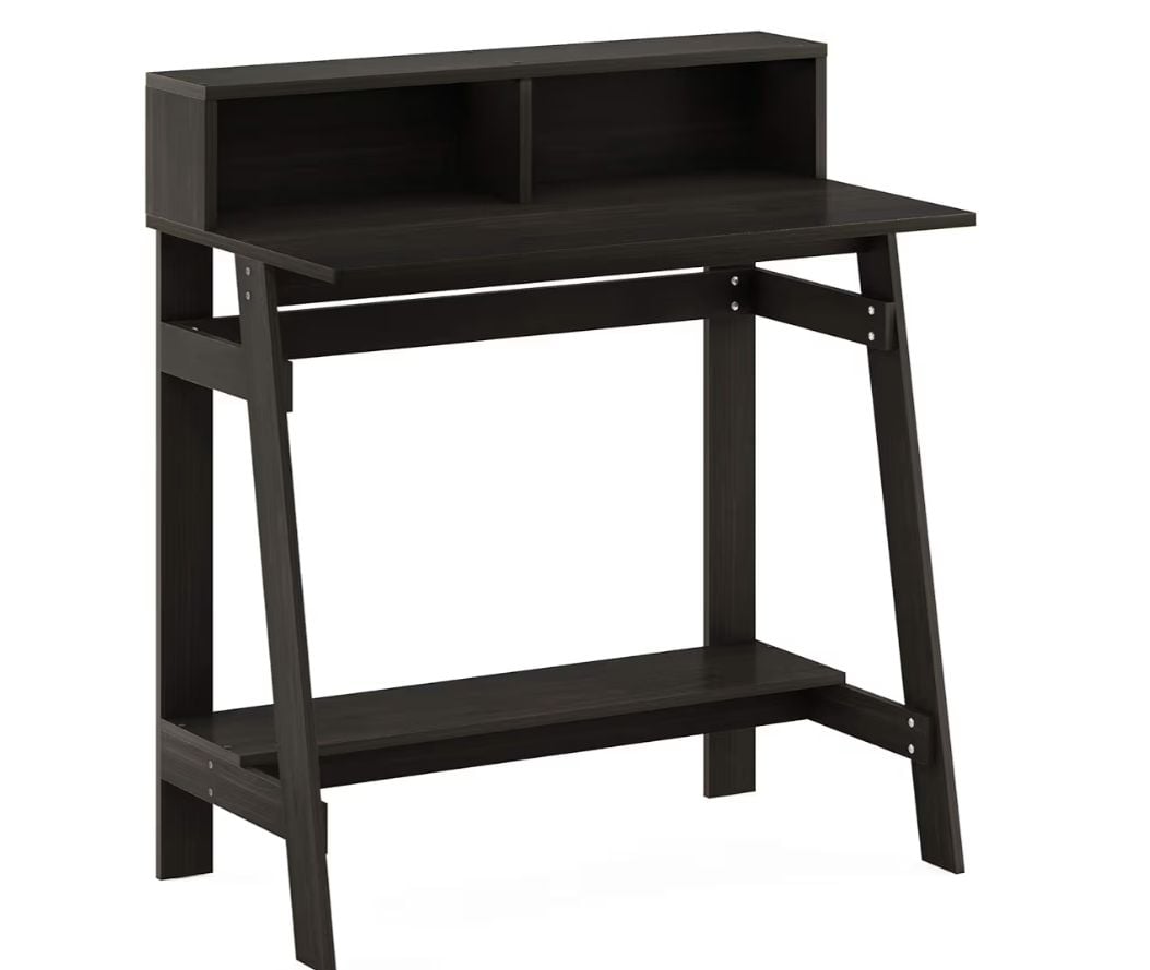 Brand New in box A Frame Computer Desk, Dark Walnut Riser Foot Rest Bottom Shelf 1