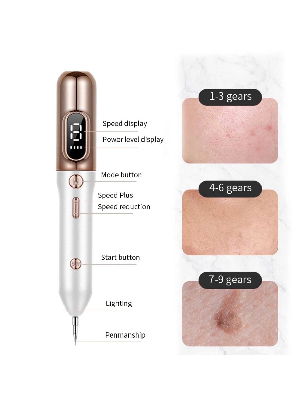 9-Level LCD Laser Plasma Pen for Skin Tag, Mole, and Spot Removal 5