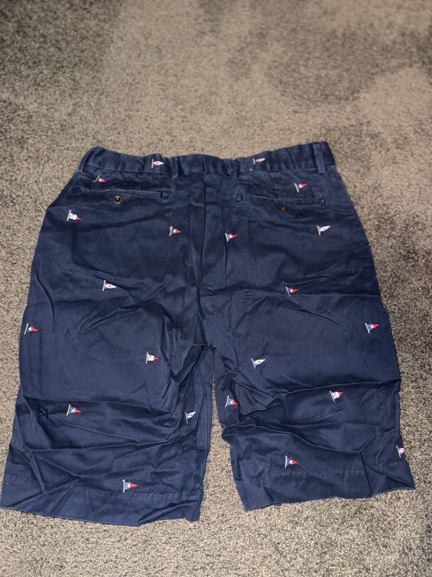 Polo Ralph Lauren Men's Navy Blue Chino Shorts with All-Over Flags size 34 3