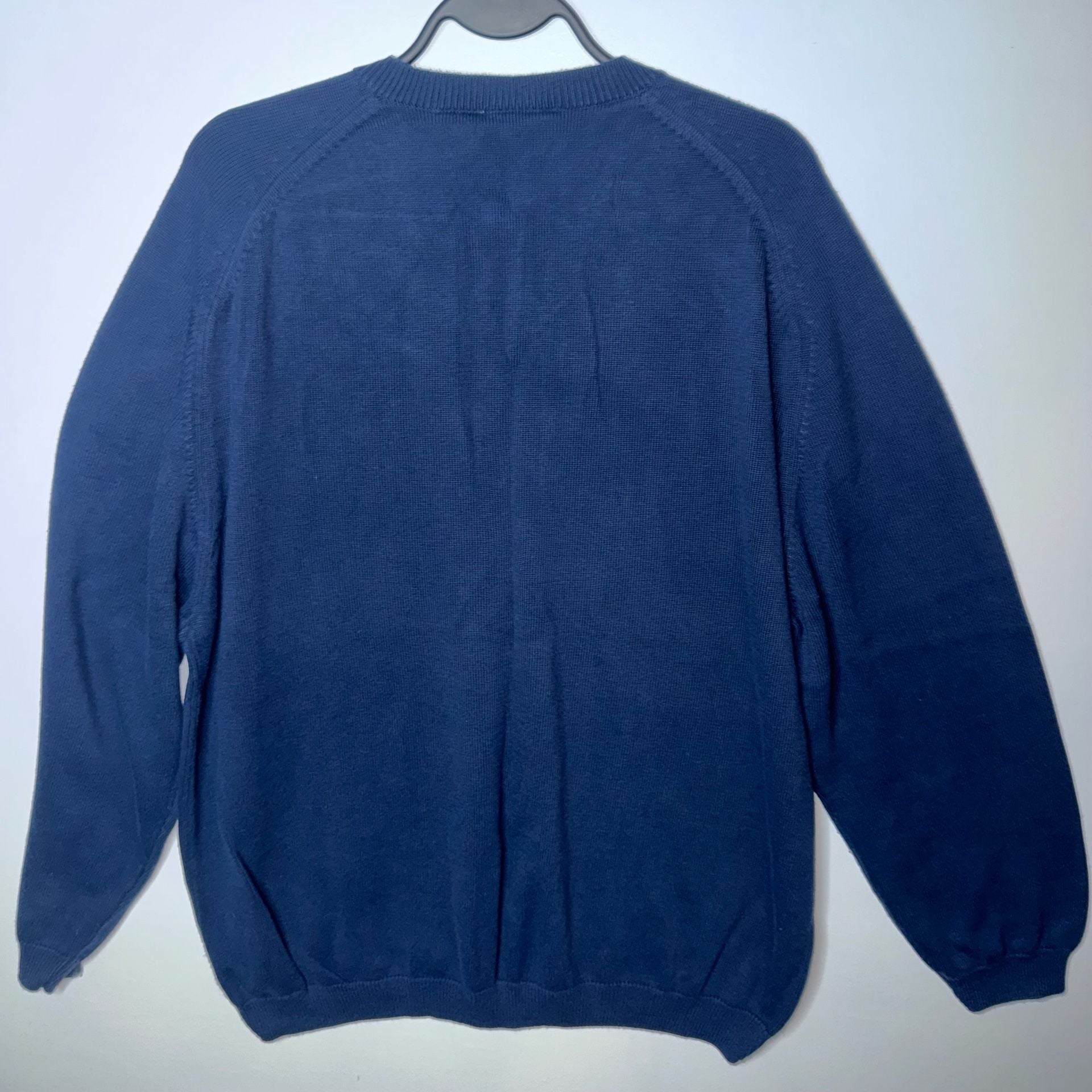 Lacoste Men's Navy Blue Cotton V-Neck Pullover Sweater Size 8 12