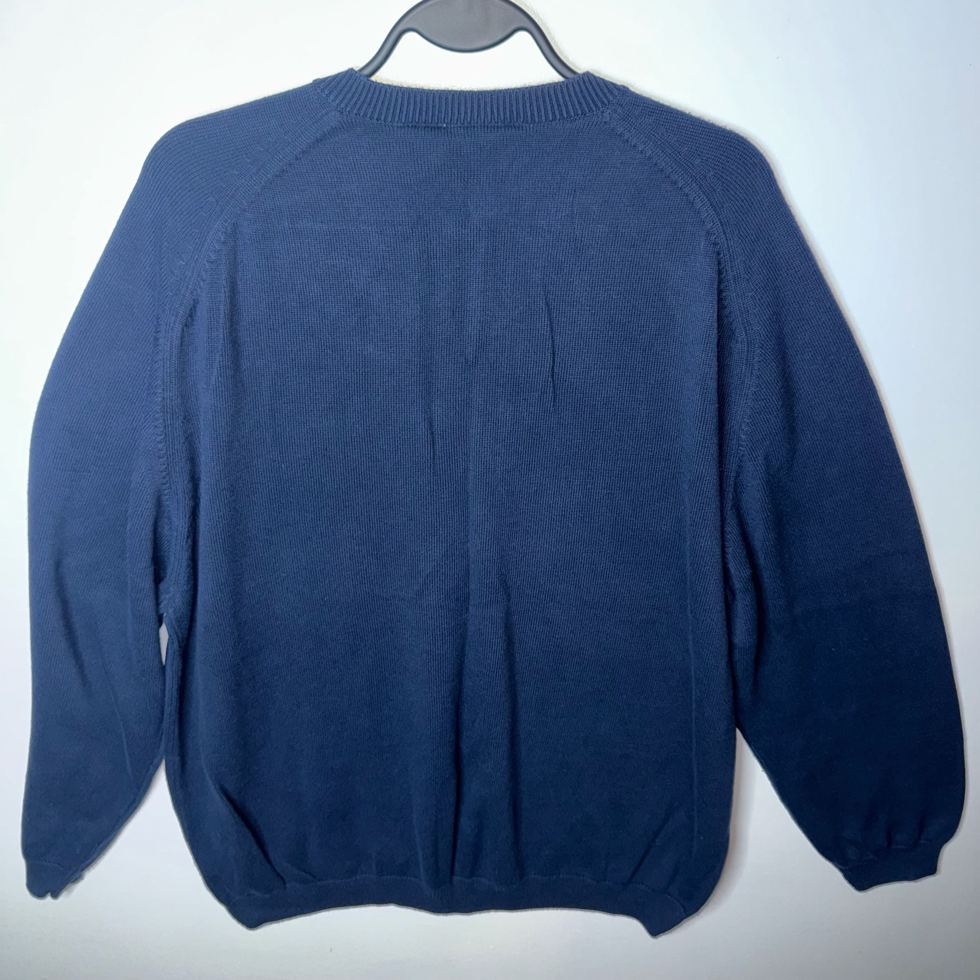 Lacoste Men's Navy Blue Cotton V-Neck Pullover Sweater Size 8 14