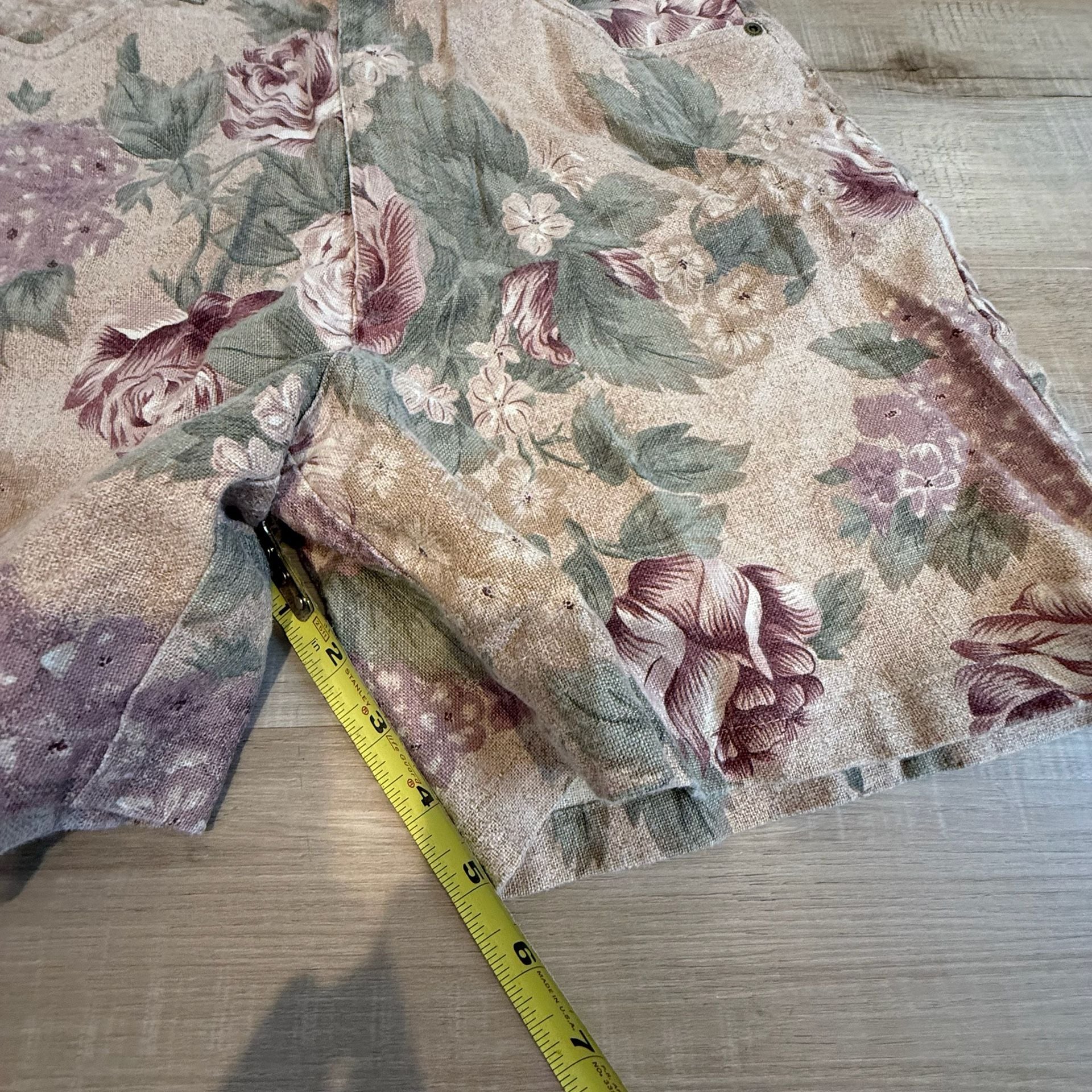 Jones New York Vintage Floral Linen-Blend High-Waisted Shorts 5