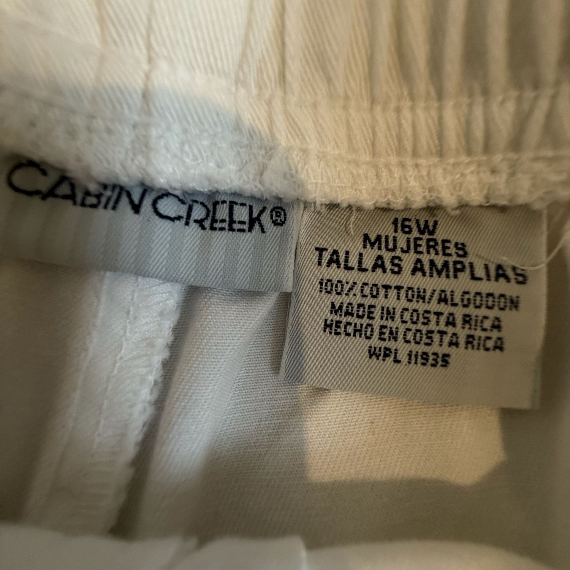 Vintage Cabin Creek White Cotton Elastic Waist Drawstring Shorts Size 16W 7