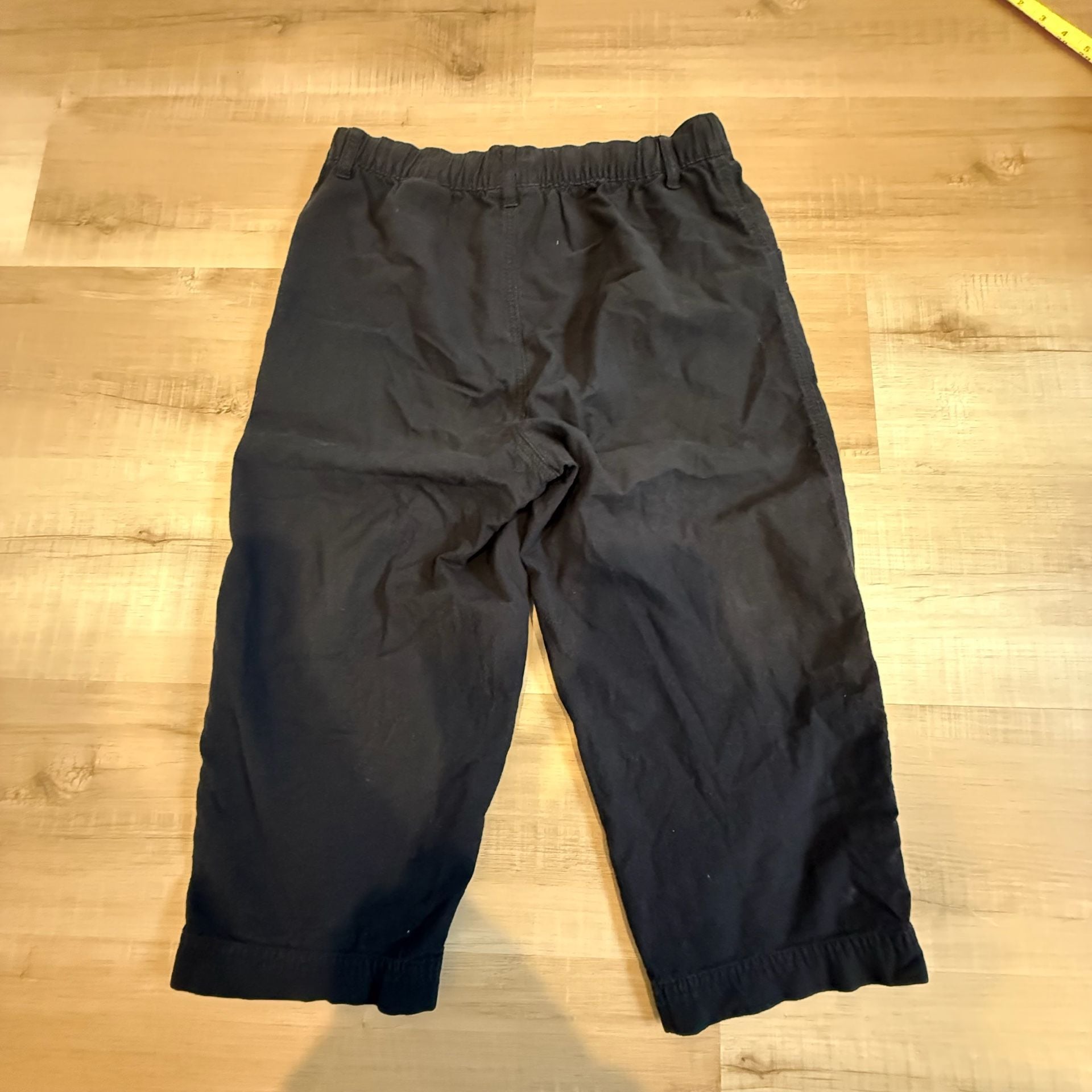 Erika Women's Black Drawstring Elastic Waist Cotton Capri Pants Size PS 10