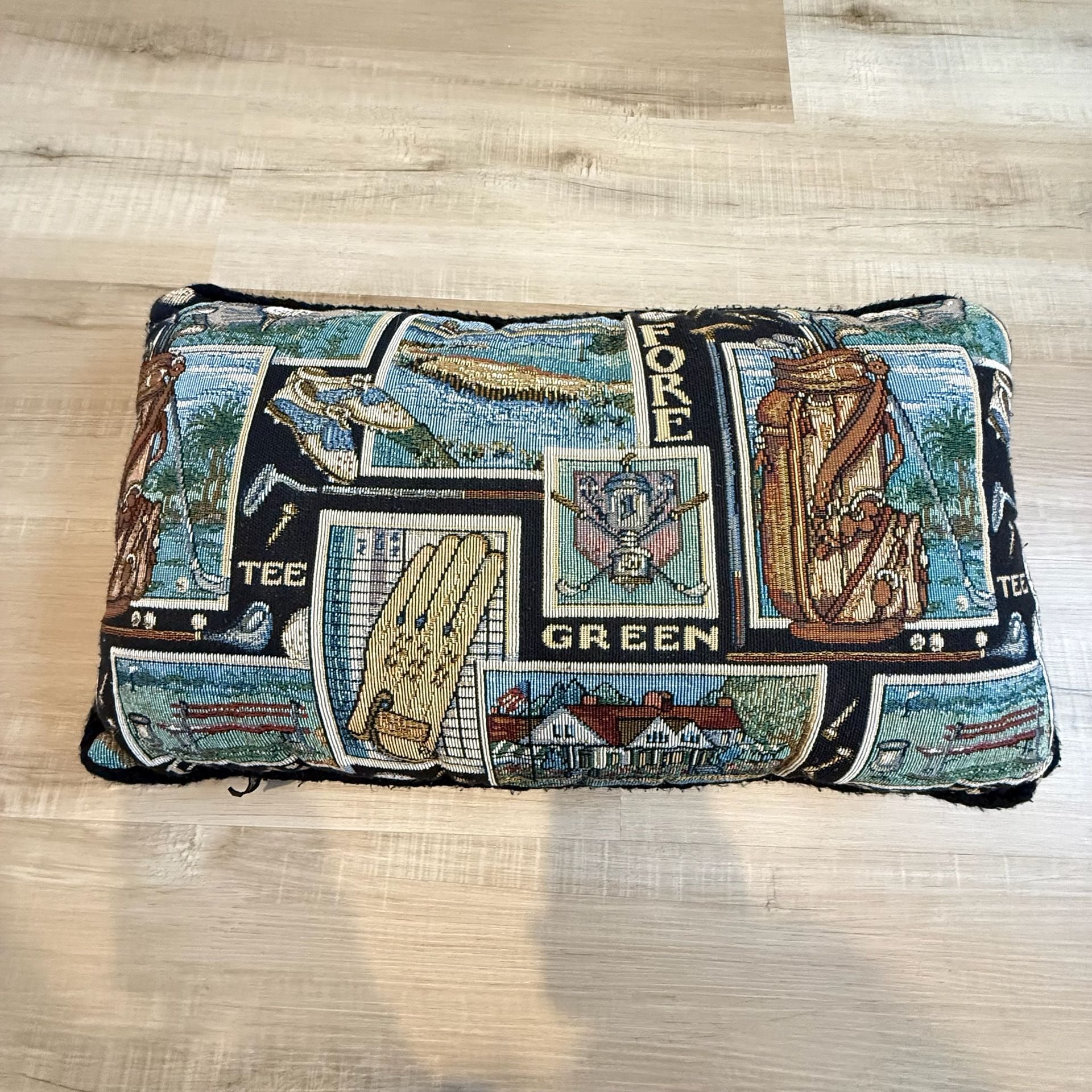 Bless Vintage Golf Theme Woven Tapestry Accent Throw Pillow 1