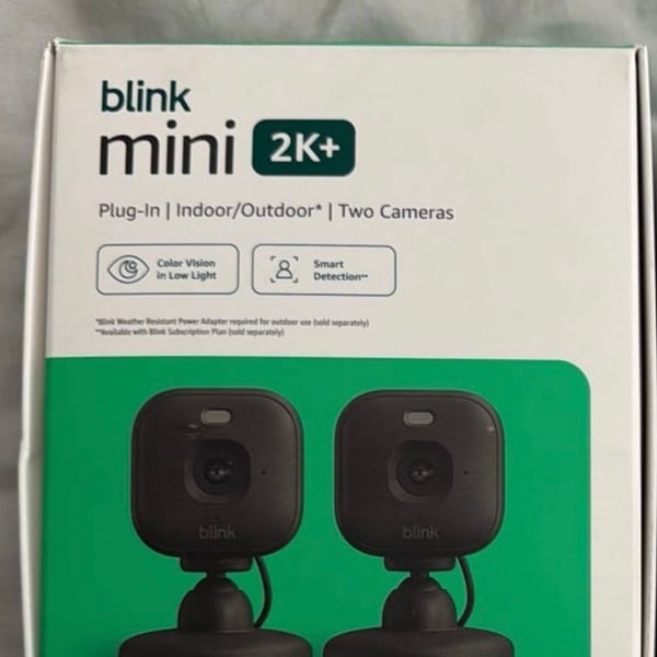 Blink Mini 2K+ Plug-In Indoor/Outdoor Security Camera, 2-Pack