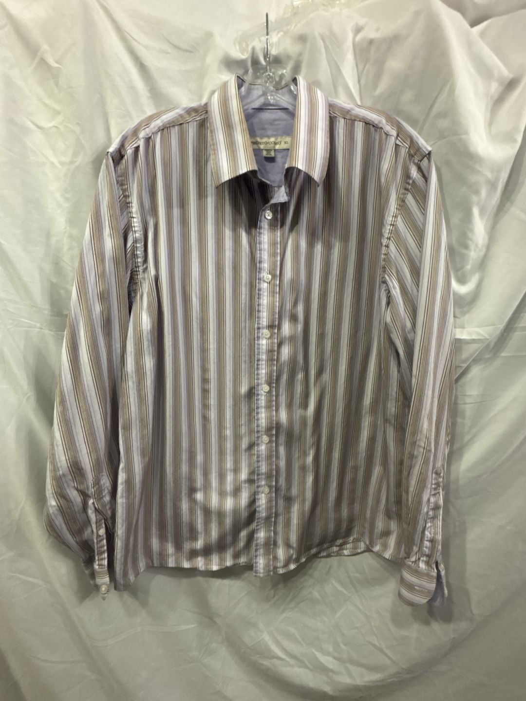 Pronto Uomo Men's XL Long Sleeve Striped Button Down Dress Shirt 2