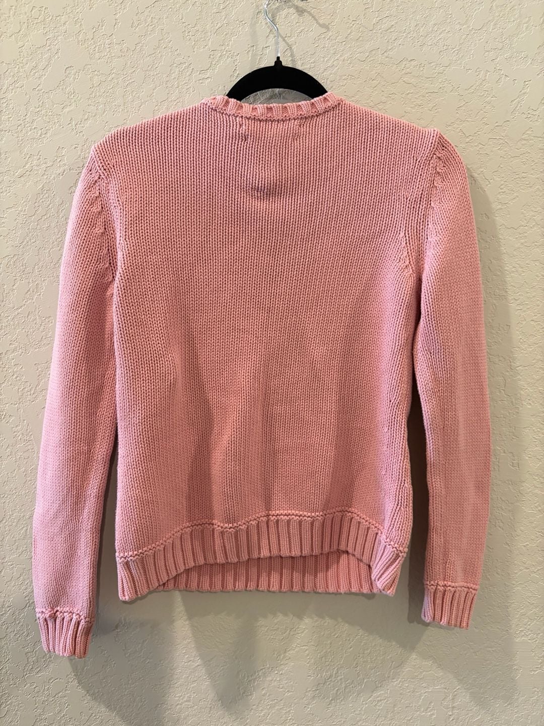 Vintage Tommy Hilfiger Pink Crewneck Knit Sweater with Embroidered Flag Logo 5
