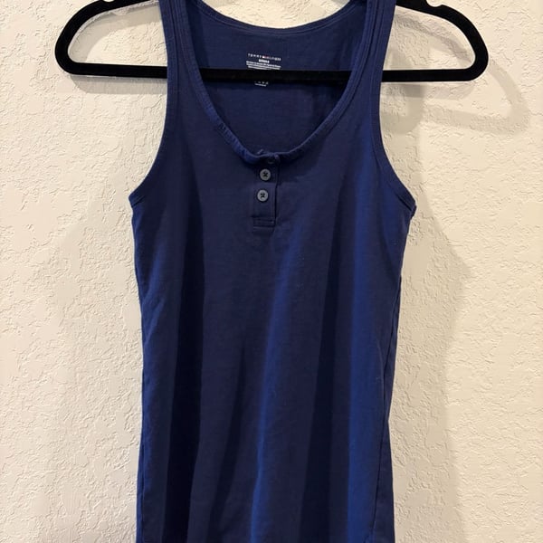 Tommy Hilfiger Women's Navy Blue Henley Tank Top