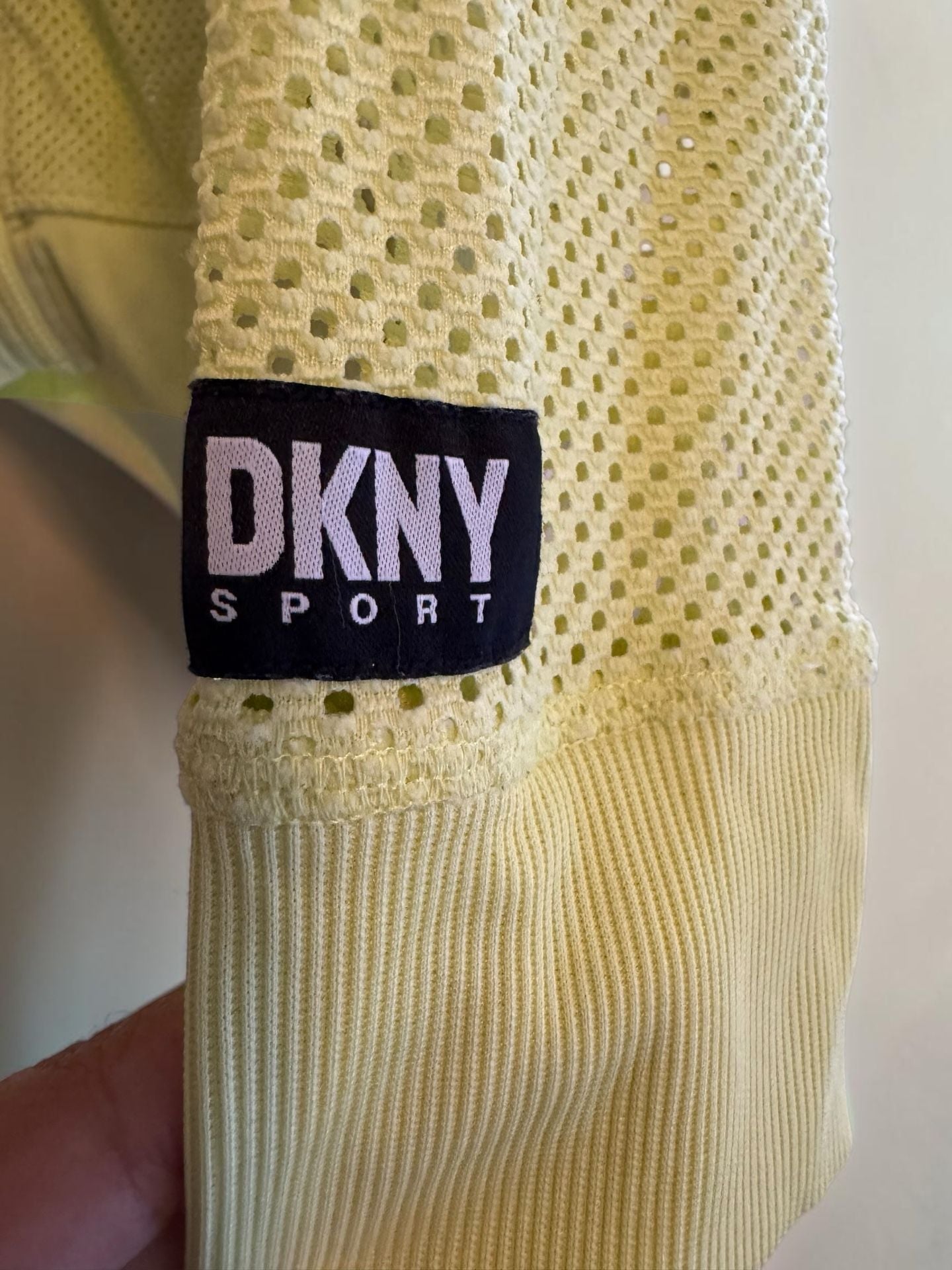 DKNY Sport Neon Yellow Mesh Zip-Up Athletic Hoodie Jacket No Size Tag But It Can Fit a M/L 3
