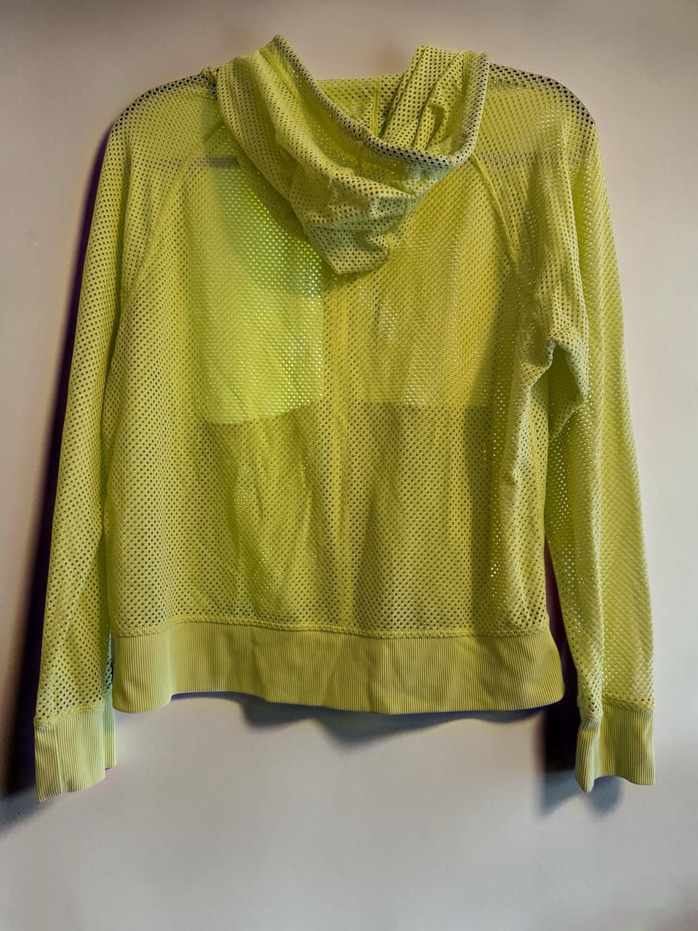 DKNY Sport Neon Yellow Mesh Zip-Up Athletic Hoodie Jacket No Size Tag But It Can Fit a M/L 4