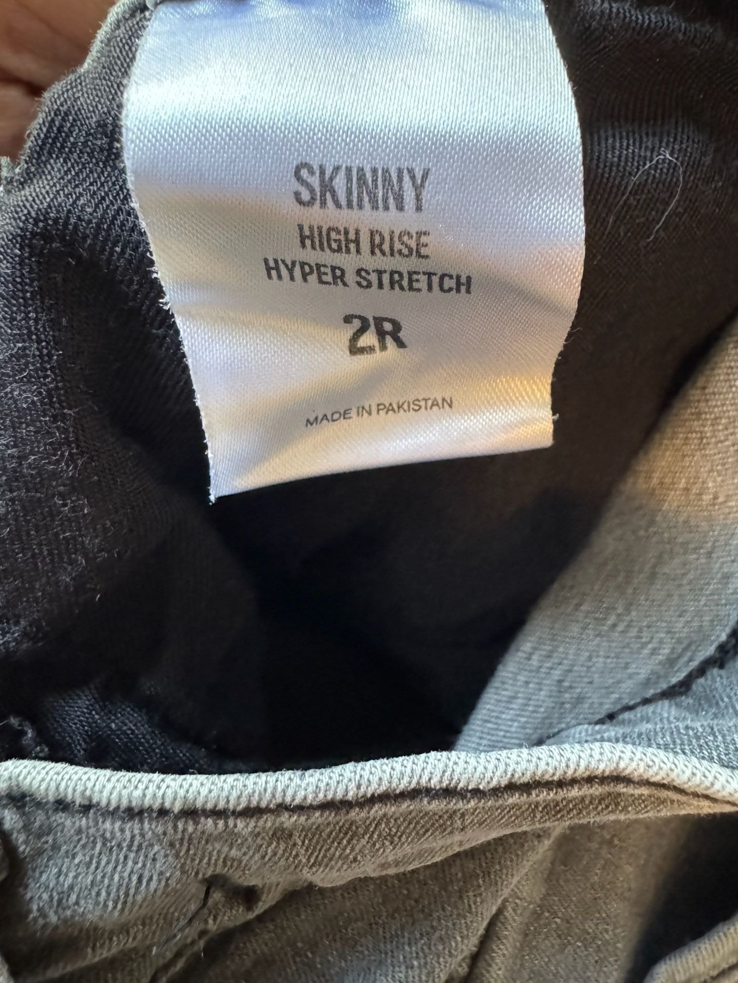 Express High Rise Hyper Stretch Skinny Jeans with Raw Hem, Grey 5