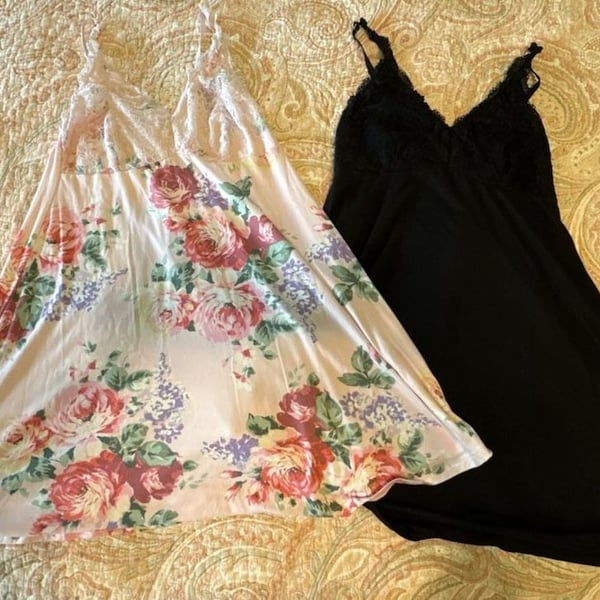 GUC Flora Nikrooz Lace Trim Floral & Black chemises Set, large, nighties