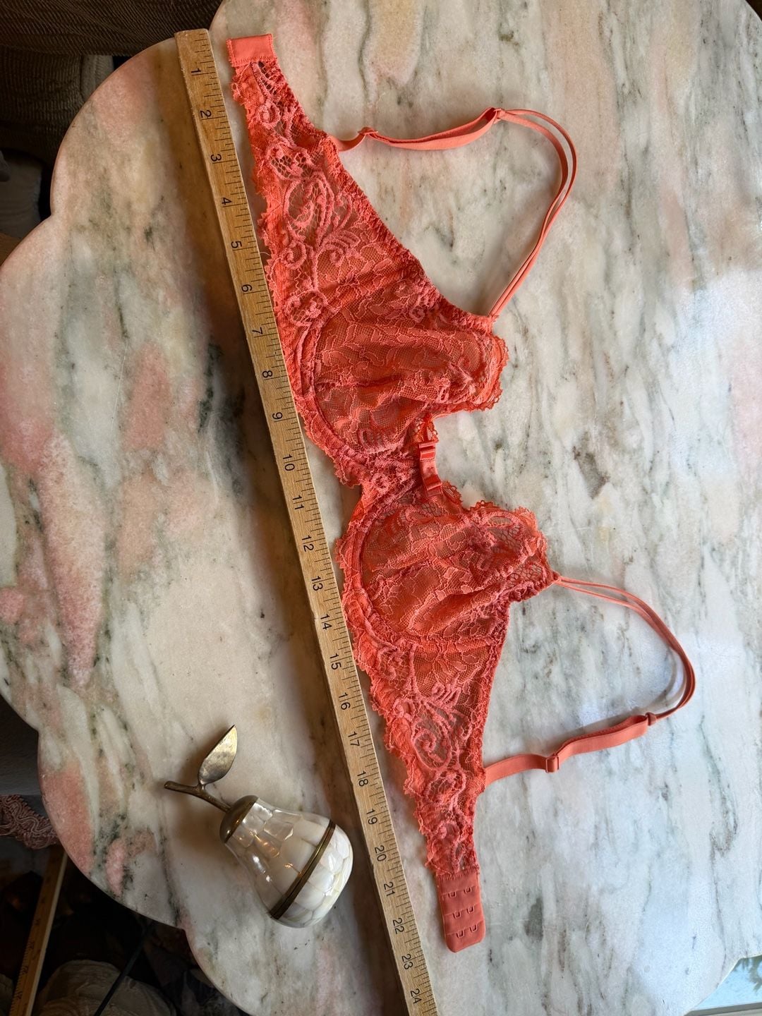 Simone Perele Women's Lace Balconette Underwire Bra in Coral 5