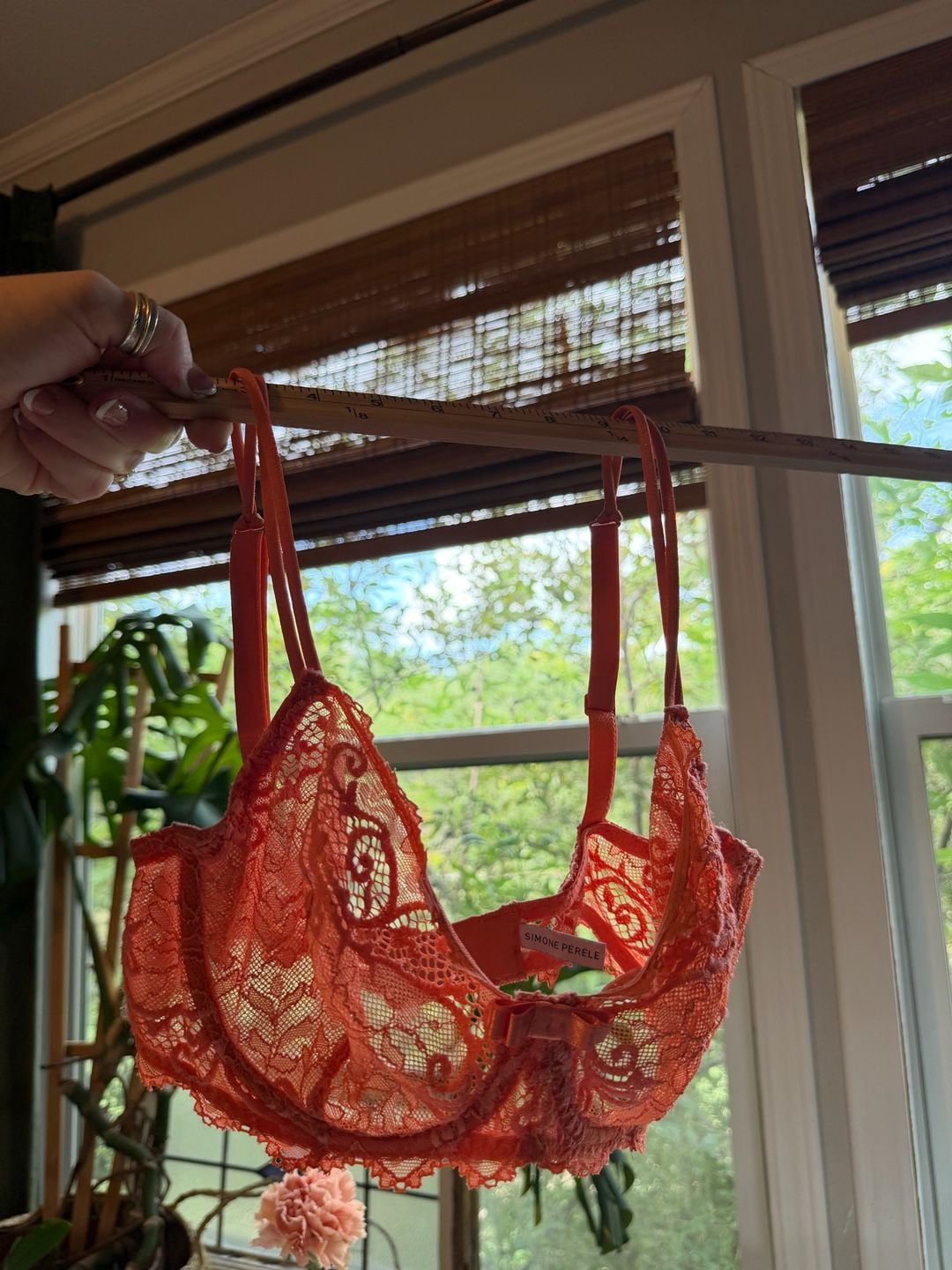 Simone Perele Women's Lace Balconette Underwire Bra in Coral 7