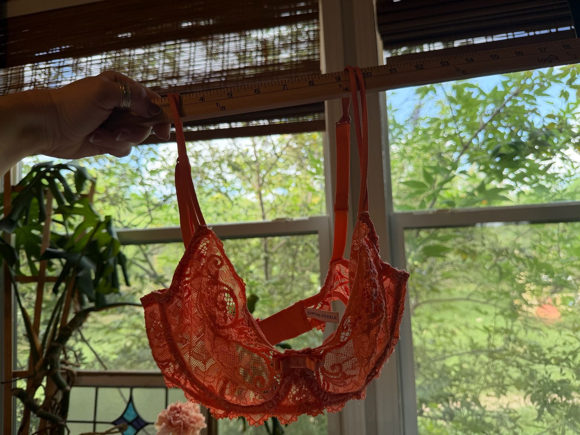 Simone Perele Women's Lace Balconette Underwire Bra in Coral 8