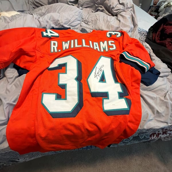 Ricky Williams Miami Dolphins Autographed Orange Custom Jersey