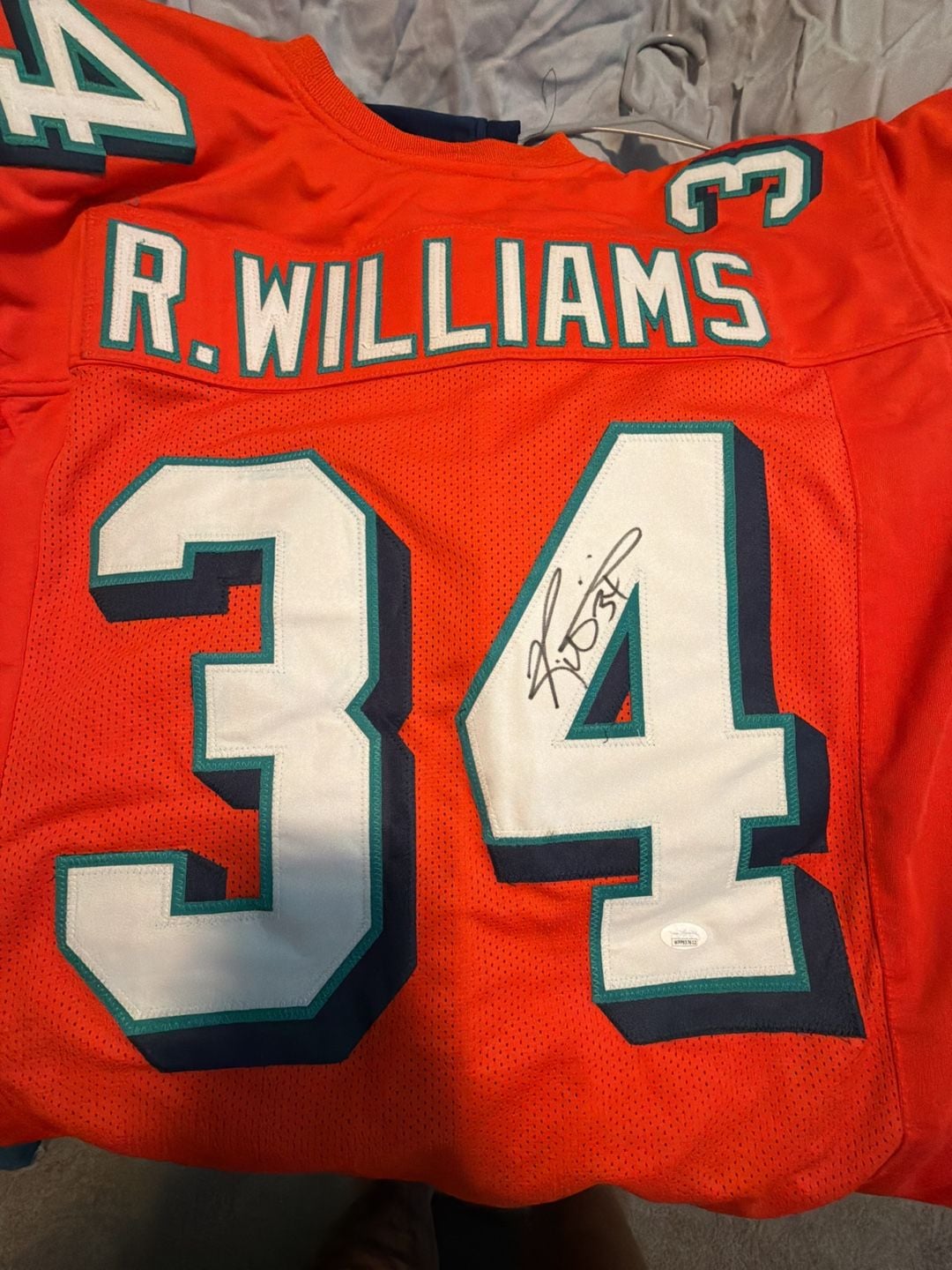 Ricky Williams Miami Dolphins Autographed Orange Custom Jersey 4