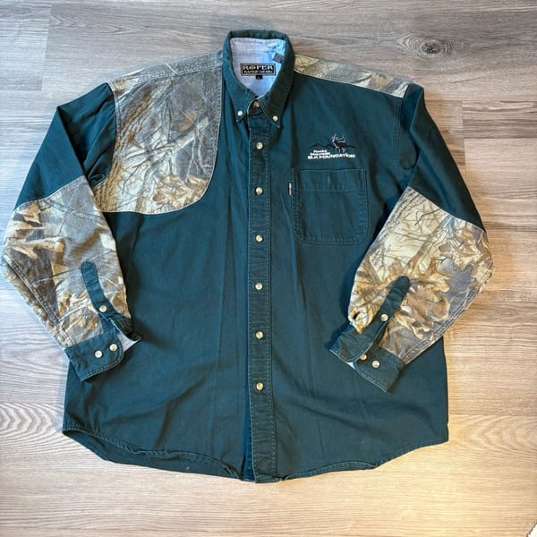 Roper Range Gear Rocky Mountain Elk Foundation Camo Long Sleeve Shirt Size L