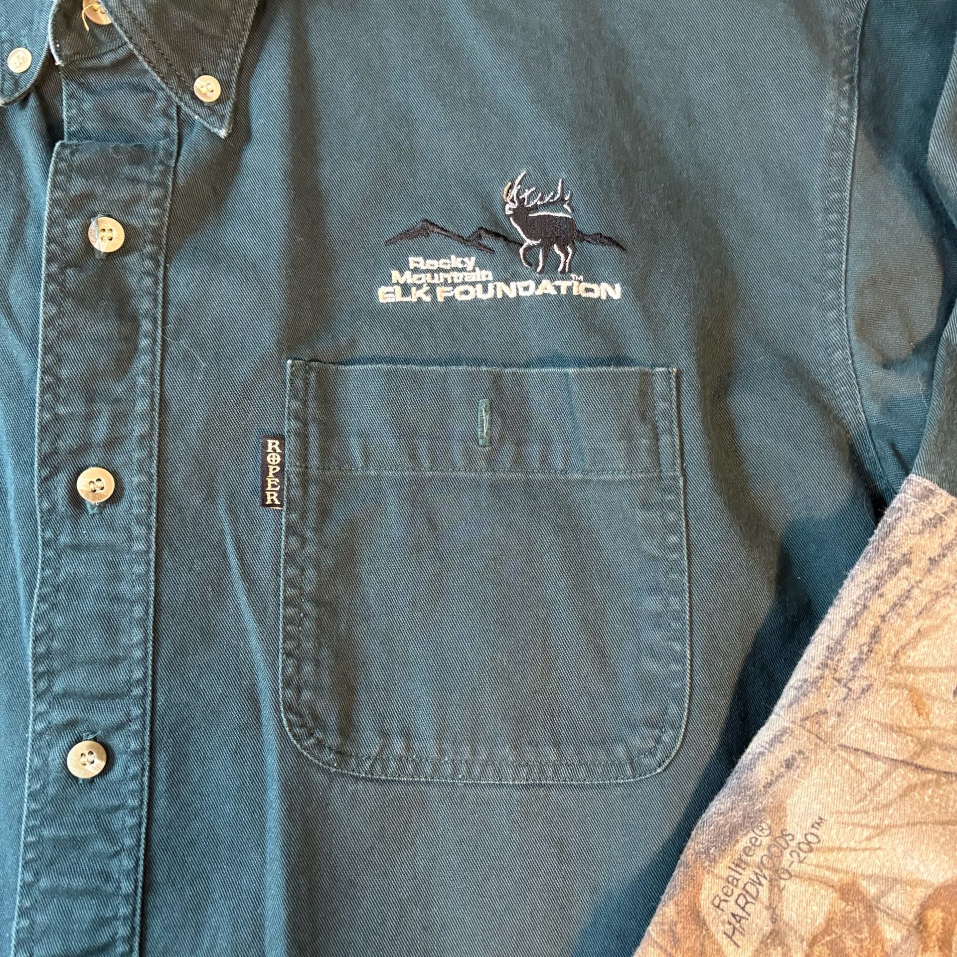 Roper Range Gear Rocky Mountain Elk Foundation Camo Long Sleeve Shirt Size L 3
